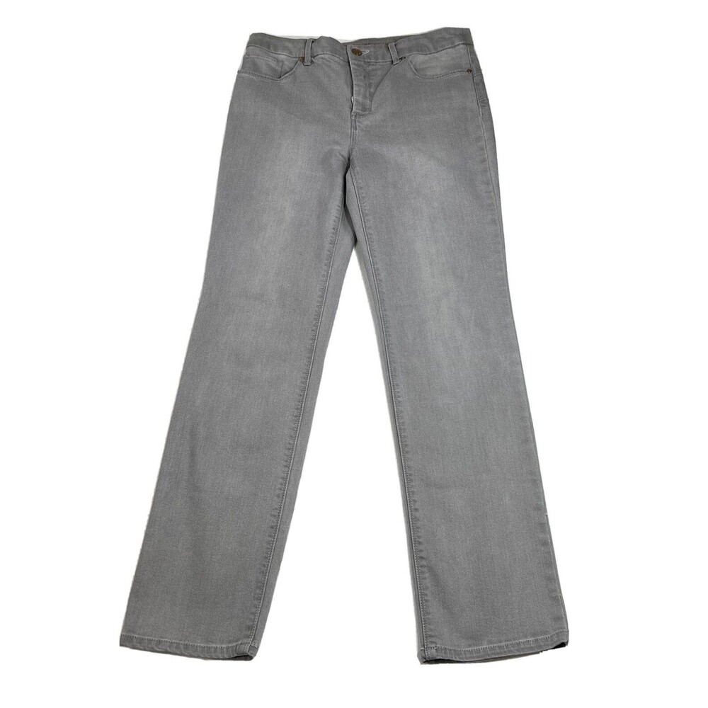 Chico's Jeans Women's 6 Short So Lifting Slim Leg Gray Charcoal Wash Denim